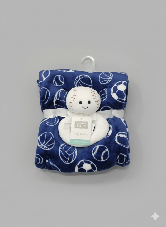 Emporio Blanket With stuff Toy blue football