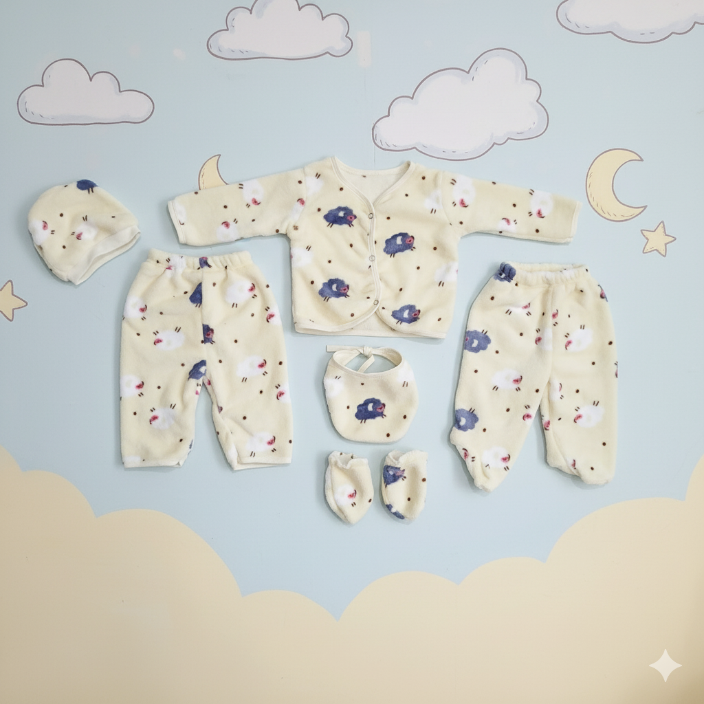 Six pieces Baby Suit For Winter yellow sheep