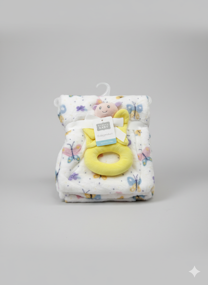 Emporio Blanket With stuff Toy white butterfly