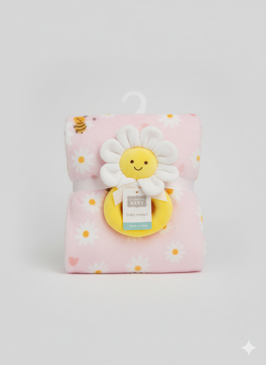 Emporio Blanket With stuff Toy baby pink honey bee