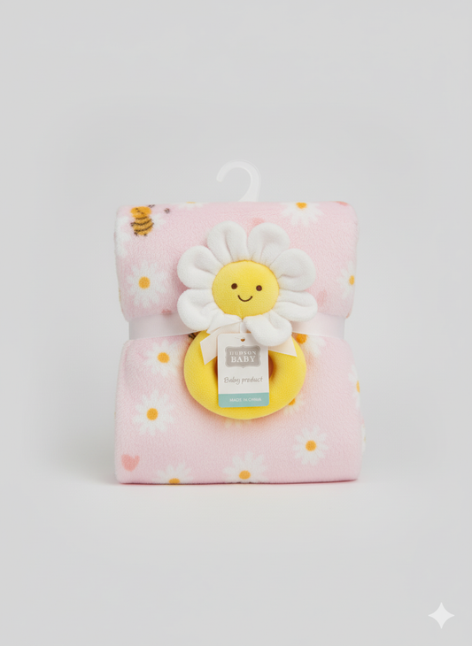 Emporio Blanket With stuff Toy baby pink honey bee