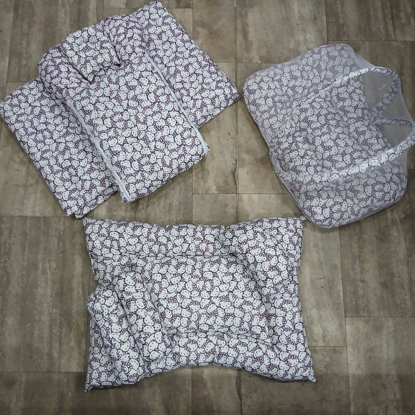 8 Pieces Baby Bedding set white pink kitty VOL-5-8