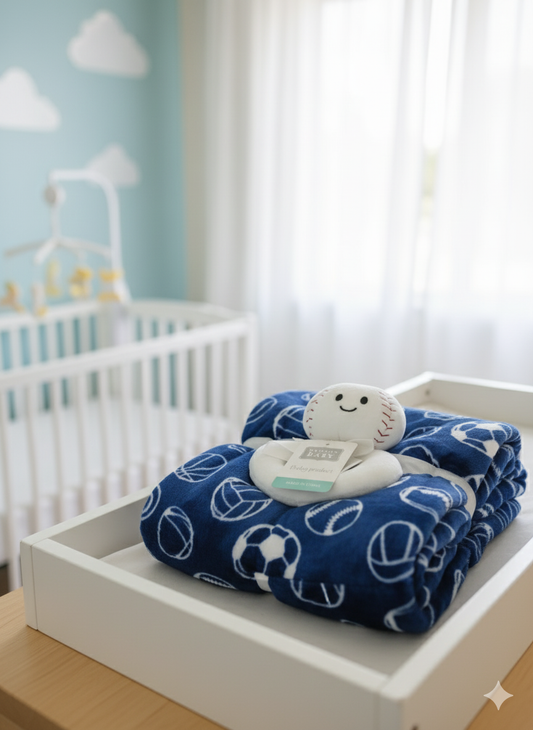 Emporio Blanket With stuff Toy blue football