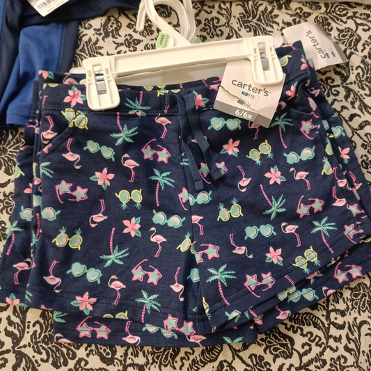 Imported Baby Shorts Blue Flower Glasses